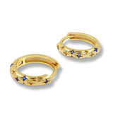 Gold Blue Spark Huggie Hoops