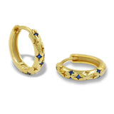 Gold Blue Spark Huggie Hoops