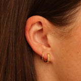 Gold Square Huggie Hoops