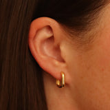 Gold Rounded Square Huggie Hoops