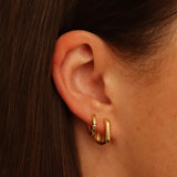 Gold Rounded Square Huggie Hoops