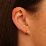 Gold Blue Spark Huggie Hoops