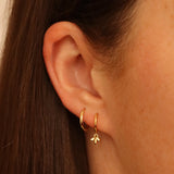 Gold Olive Flora Huggie Hoops