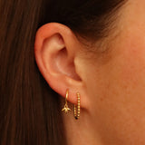 Gold Olive Flora Huggie Hoops