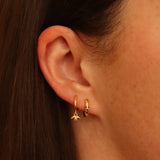 Gold Olive Flora Huggie Hoops