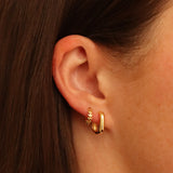 Gold Olive Branch Huggie Hoops