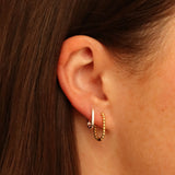 Gold Dotted U Huggie Hoops