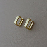 Gold Square Huggie Hoops