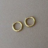 Gold Staple Tube Huggie Hoops